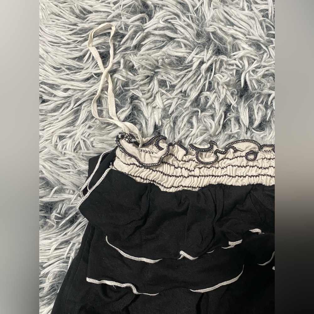 Black and White One Shoulder Ruffle Top - Picture 6 of 6